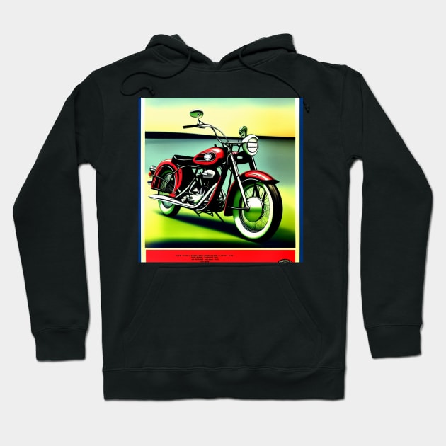 Vintage Red Motorcycle Poster Hoodie by BAYFAIRE